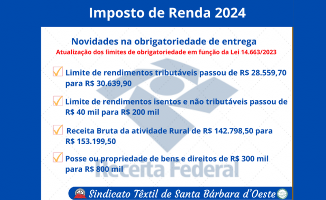 DECLARAÇÃO DE IMPOSTO DE RENDA 2024