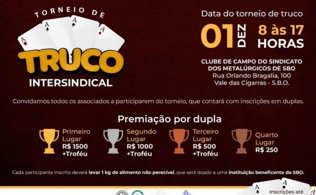 1º Torneio de Truco Intersindical 2024 (ALTERADO!!!)